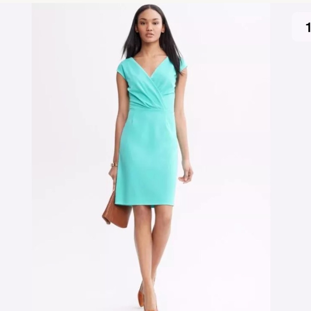 Banana Republic Turquoise Cap Sleeve Sheath Dress